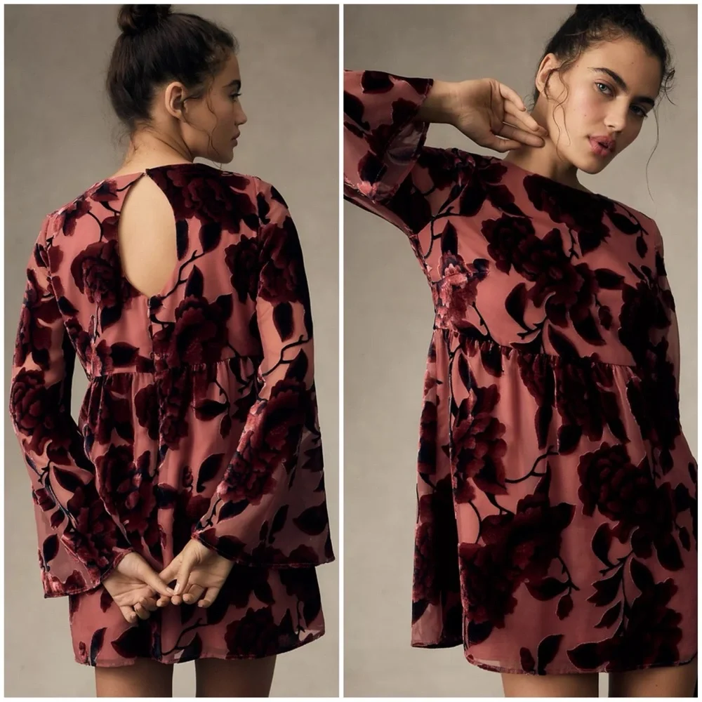 Floral Velvet Dress in Pink Combo - Picture 2 of 11